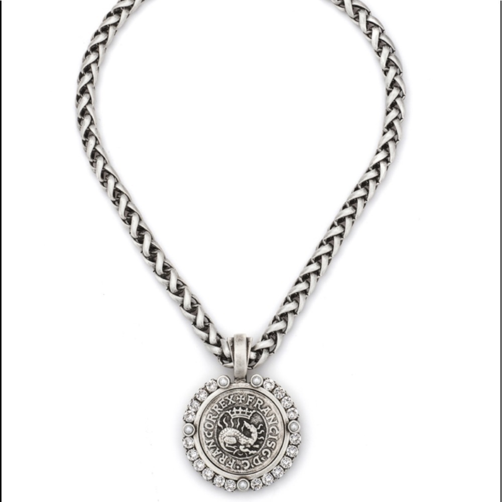 French Kande necklace with CHEVAL CHAIN ,DRAGO MEDALLION AND EURO CRYSTAL